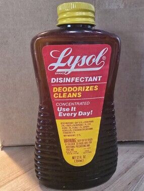 Vintage Lysol Concentrated Disinfectant Brown Plastic Bottle 12 Oz Bottle